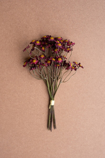 Kalalou Raw-Set of 6 Burgundy Chamomile Stems – Faux Floral Farmhouse Fall Décor