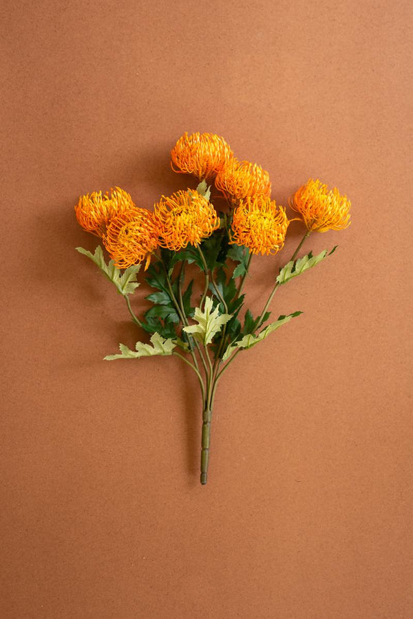 Artificial orange pincushion protea bundle