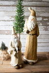 Resin Santa Figures, Set of 2 – Gold Textured Christmas Statues, 31"