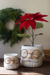 Set of Two Concrete Santa Planters - Eclectic Holiday Décor