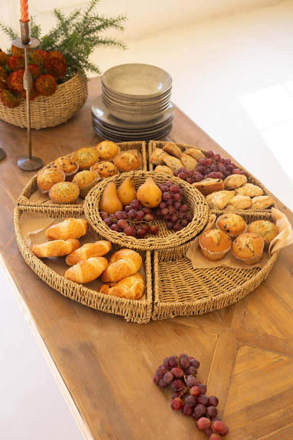 Large Woven Vine Five Piece Round Serving Set – Boho Natural Entertaining