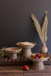 Set of Three Wicker Compotes – Rustic Farmhouse Tabletop Décor