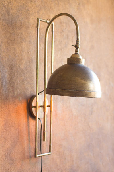 Metal Wall Light Antique Brass Finish Industrial Wall Mount