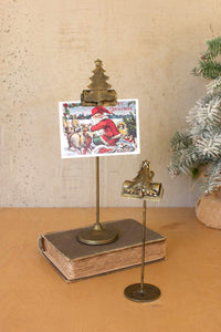 Set of Two Christmas Tree Card Clips on Stands