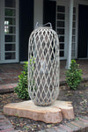 Tall Grey Willow Lantern with Glass – Large Coastal Outdoor Lantern
