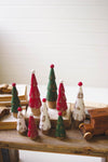 Set of Nine Turned Wood Painted Christmas Trees – Wooden Holiday Tabletop Décor
