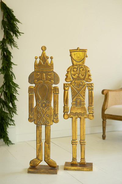 Set of Two Antique Gold Christmas Nutcrackers