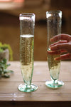 Tall Recycled Glass Champagne Flutes, Set of 6 – Handblown Green Stemware