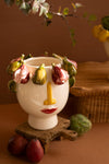 Ceramic Head Vase with Figs – Sculptural Classical Botanical Planter & Statement Vase