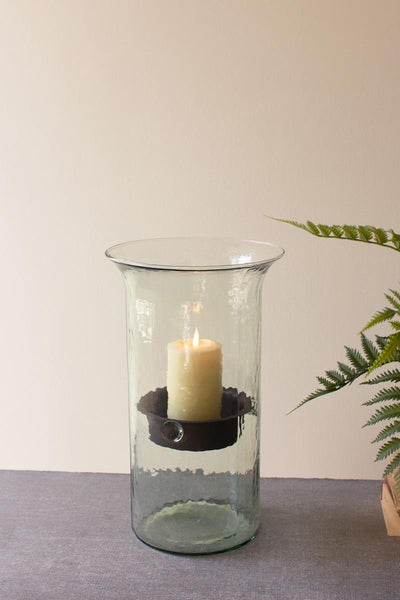 Original Glass Candle Cylinder with Rustic Insert