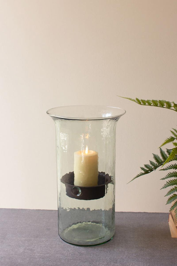 Glass Candle Cylinder with Rustic Insert – Cozy Fall Ambiance Décor