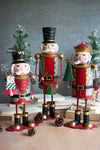 Painted Metal Nutcrackers, Set of 3 – Distressed Christmas Figures, 23"