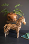 Teakwood Horse Sculpture – Carved Wood Tabletop Statement Piece