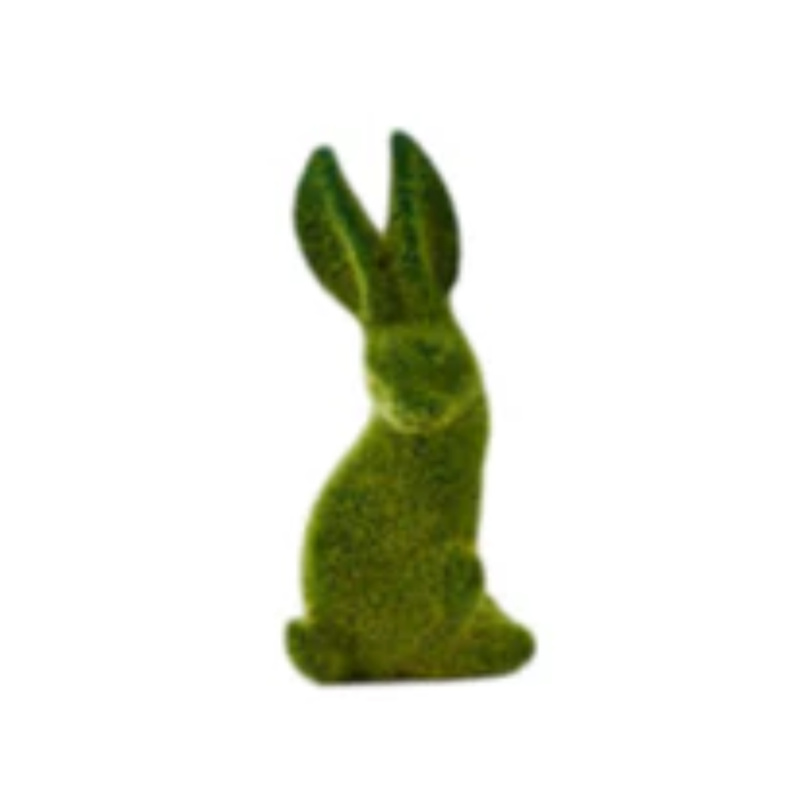 Green Flocked Moss Easter Bunny Farmhouse Decor – Set of 5 (3”–7.5”)
