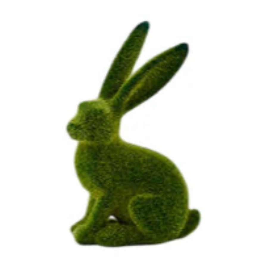 Green Flocked Moss Easter Bunny Farmhouse Decor – Set of 5 (3”–7.5”)