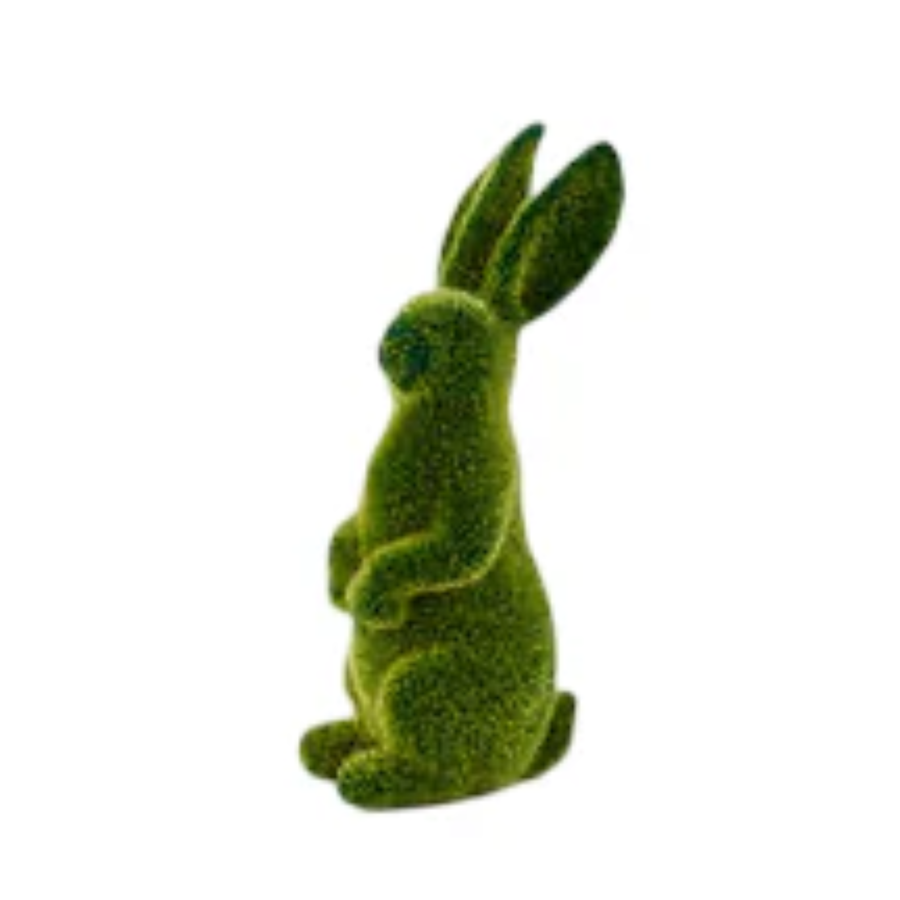Green Flocked Moss Easter Bunny Farmhouse Decor – Set of 5 (3”–7.5”)