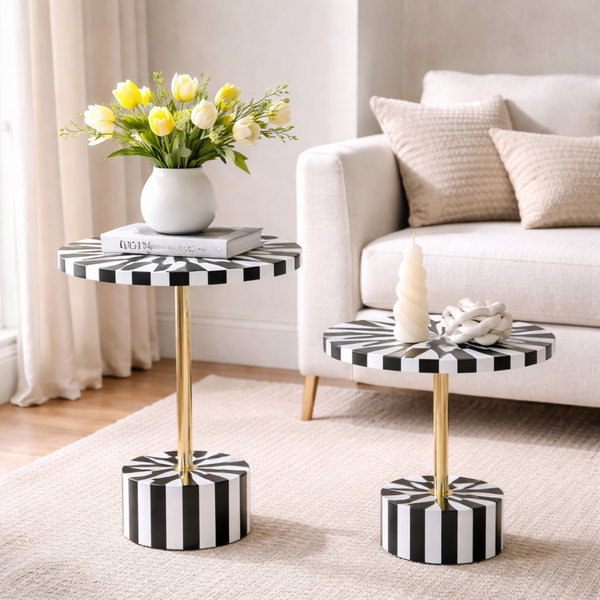 Black & White Occasional Accent Tables – Set of 2