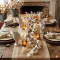 Farmhouse Cotton Garland | 5.5' White & Brown Botanical Accent