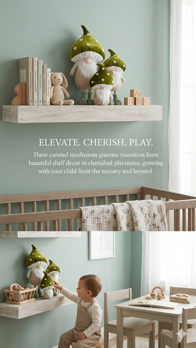 You Are My Sunshine Mushroom Gnome Nursery Set — sunshine framed art with four green mushroom-hat gnomes (placeholder image)