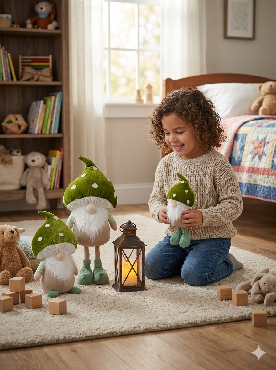 Limited Offer: Get 4 Green Mushroom Hat Spring Gnomes for the Price of 3!