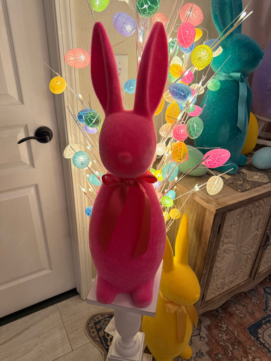 27" Flocked Standing Bunny Figurine Easter Décor (Assorted)
