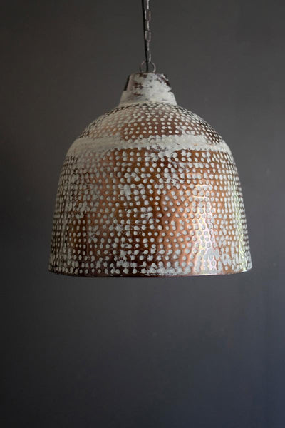 Whitewash Rustic Metal Hammered Pendant Light