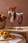 Recycled Iron Owls on Stands, Set of 2 – Autumn Owl Figures