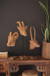 Carved Mango Wood Animal Head Wall Decor, Set of 3 – Ram, Antelope & Gazelle