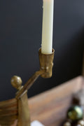 Brass and glass angel ornament detail view antique gold finish