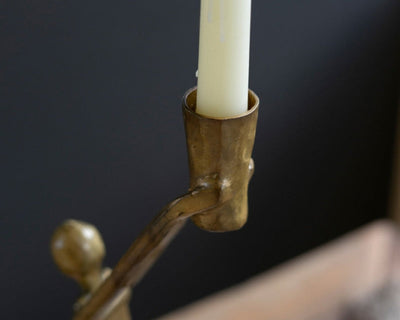 Set of Three Antique Brass and Glass Christmas Angels Tea Light Holders – 13.5", 10.5", 7" tiered