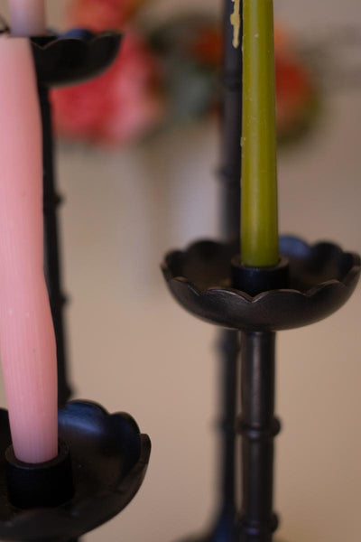Flower candle holders with tapers
