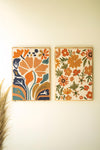Hand Hooked Floral Wall Art, Set of 2 – Wood Framed Textile Panels, 35"