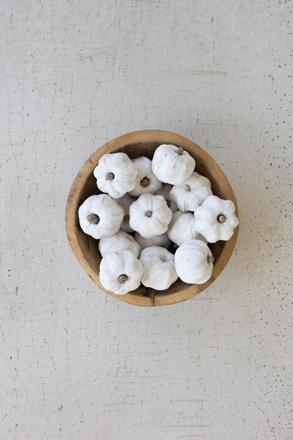 Bag of fifteen dried miniature white faux pumpkins
