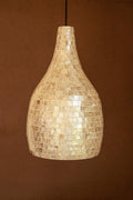 Elongated Spun Bamboo & Capiz Shell Pendant Light – Coastal Lighting