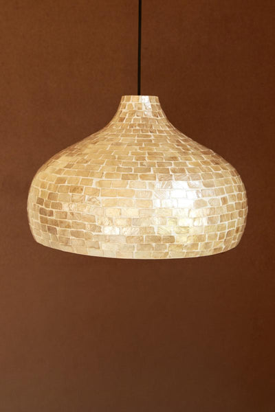 Round Spun Bamboo & Capiz Shell Pendant Light – Coastal Lighting
