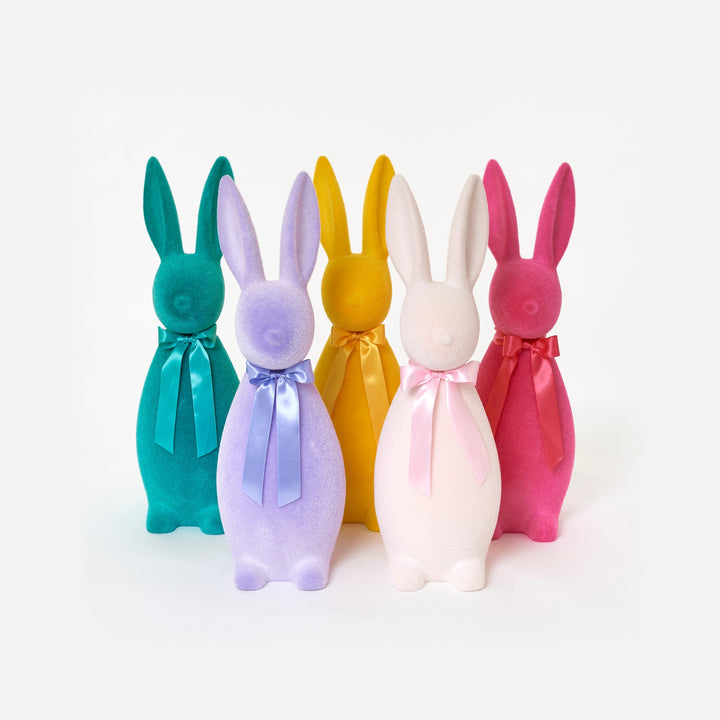 27" Flocked Button Nose Bunny | Large | Set of 5 Assorted | Easter Spring Farmhouse Décor