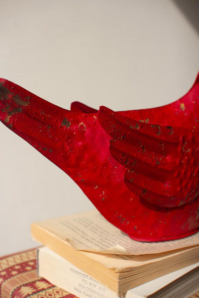 Set of 2 Painted Metal Christmas Cardinals