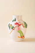 Ceramic Christmas Vase with Skier