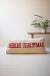 Merry Christmas Hand-Hooked Wool Pillow