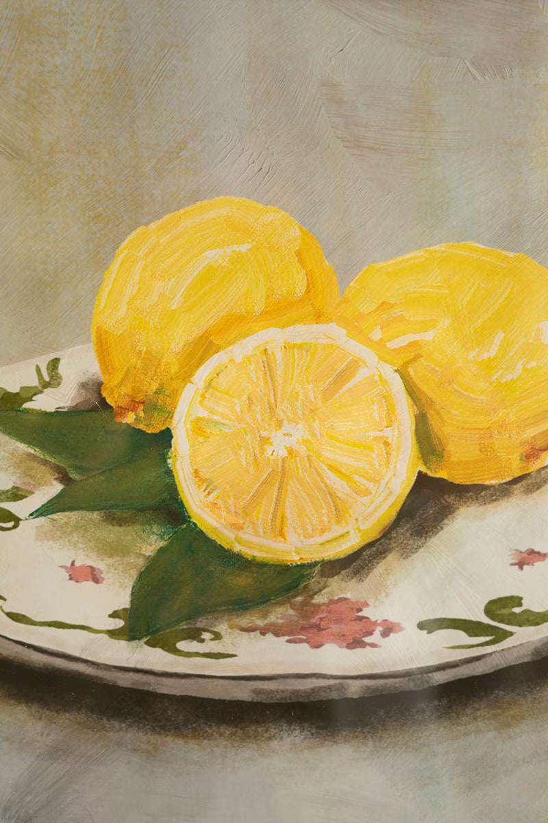 Set of 2 Framed Fruit Prints Under Glass