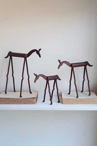 Set of 3 Forged-Iron Horses