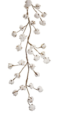 Farmhouse Cotton Garland | 5.5' White & Brown Botanical Accent