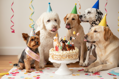 Dog Cake Topper Set of 4 | Assorted Party Pup Toppers