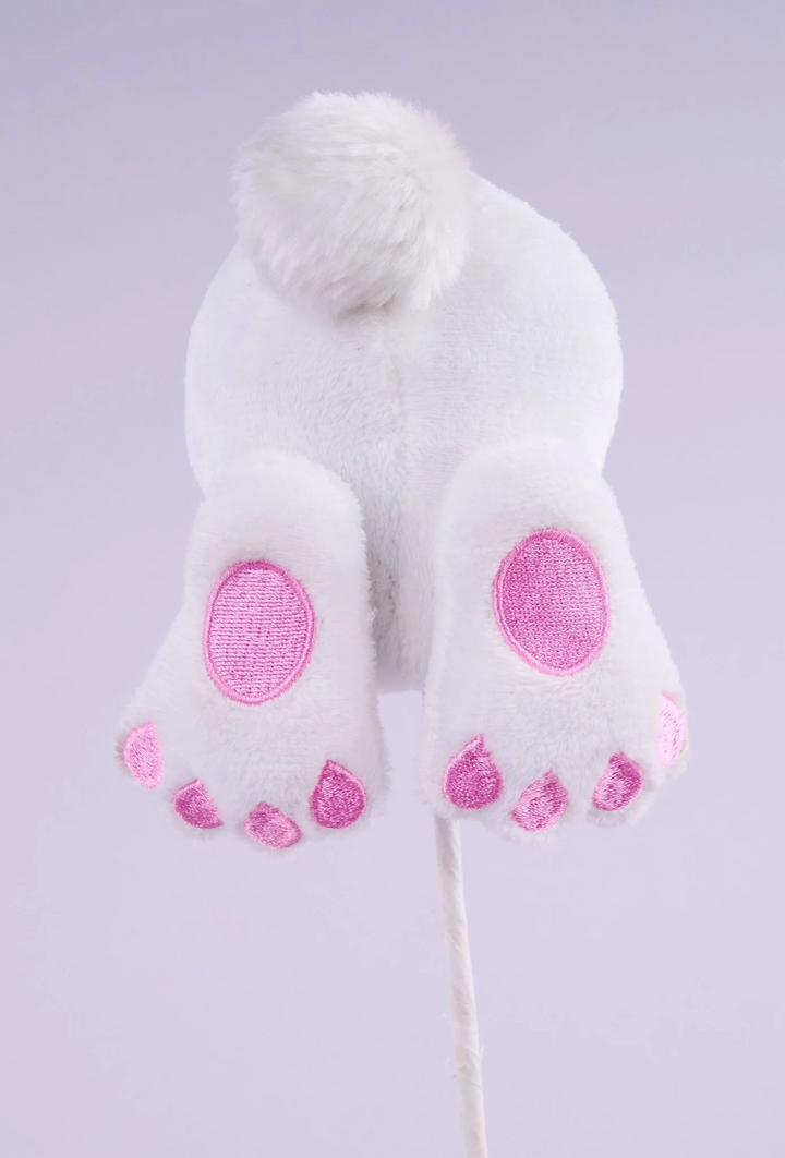 5.5" Rabbit Bottom Pick | White & Pink | Easter Spring Wreath Floral Arrangement & Tiered Tray Décor