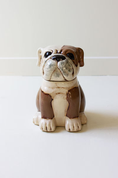 Ceramic Bulldog Canister – Glazed Brown Dog Treat & Cookie Jar – view 4