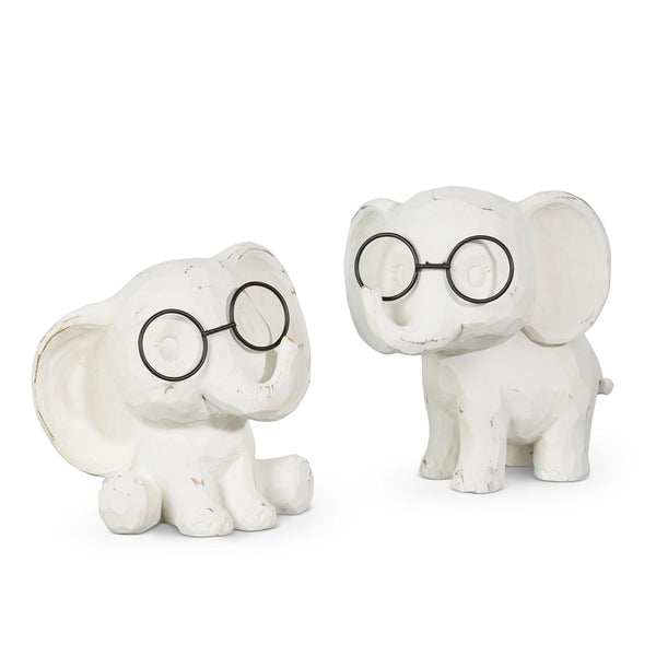 Elephant with Glasses — Adorable Nursery Accent Figurine set of 2