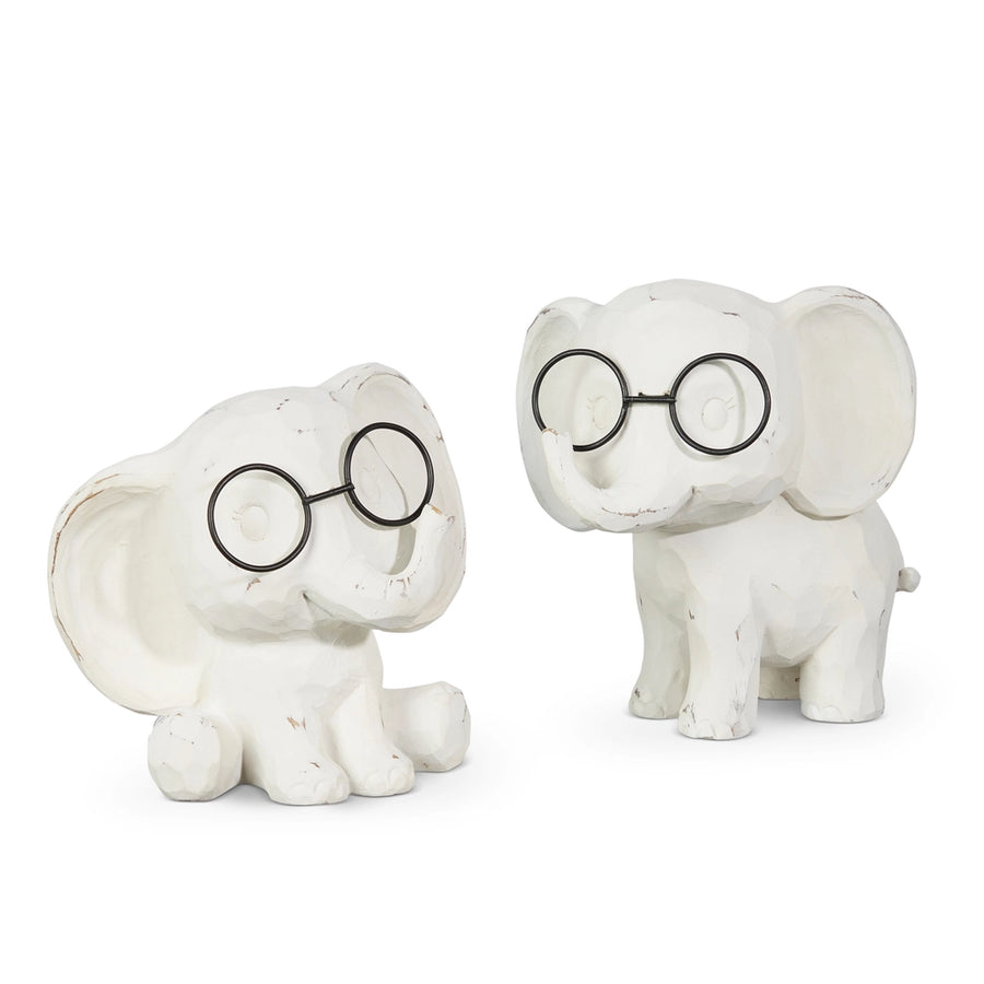 Elephant with Glasses — Adorable Nursery Accent Figurine set of 2