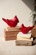 Set of 2 Painted Metal Christmas Cardinals