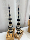 Black & Silver Glass Finials – Set of 3