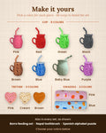 Make it yours: pick a cup (Pink, Red, Green, Black, Brown, Blue, Baby Blue, Purple), a teether (Pink, Cream, Brown) and a swaddle (Pink, Blue)